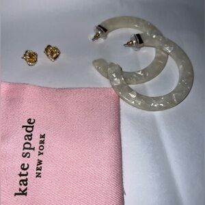 Kate Spade Ivory Hoops and Gold Stud Earrings